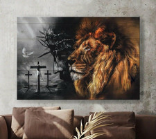 Jesus Poster , Lion of Judah - Jesus Landscape Poster Prints, Christian (8"x12")