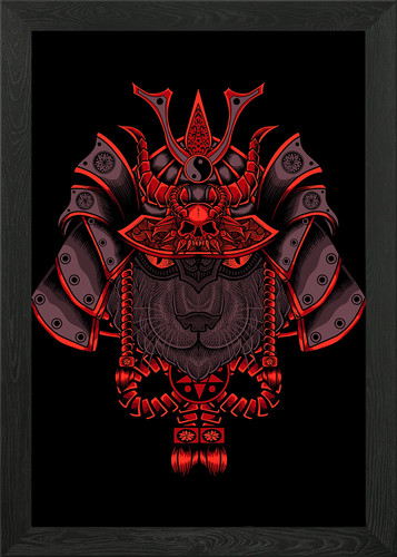 Cat face samurai - face,