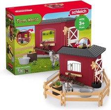 SCHLEICH Farm World – 31PC Goat Stable Playset with 2 Goat Figures and Access