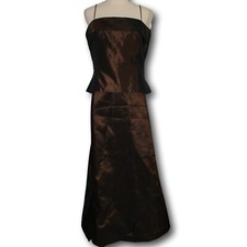 VERA WANG VTG 2 Piece Evening Dress Mixed Size 16/18 Brown Taffeta LN