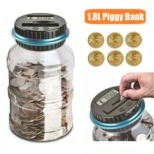 1.8L Large Digital Piggy Bank UK Coin Counting Jar Money Box Coin Saving Pot