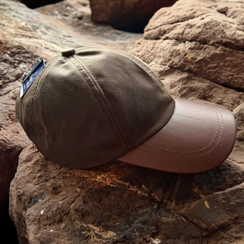 Mens wax baseball cap - wax, leather