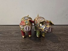 VINTAGE CHINESE PIGS CLOISONNE FIGURINE