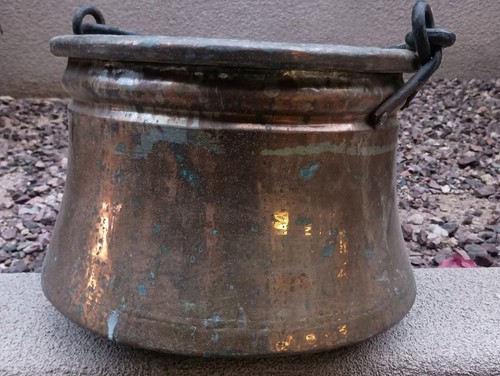 Antique copper cauldron - antique,