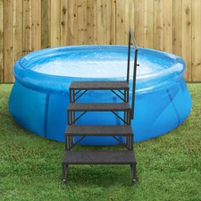 Modern Porch Steps with Handrails Swimming Pool Ladder Above Ground 4 Steps