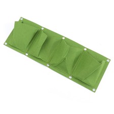 4 Pockets Wall Mounted Planting Bag Horizontal Planter Green Non Woven Felt