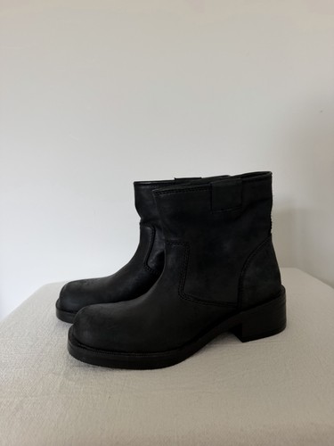 Zara black leather biker - biker, ankle