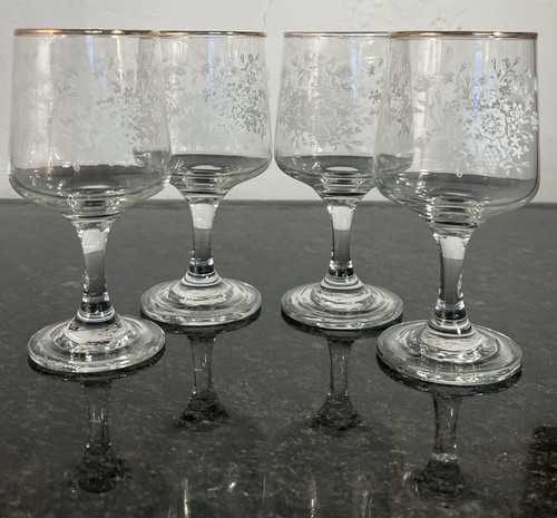 Vintage floral glass goblets - floral,