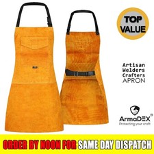 ArmaDEX Leather Apron Heavy Duty Welders Apron - Adjustable Straps Chest Pocket