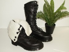 Dr. Martens TRIUMPH shearling fur lined fold over leather biker boots UK 3 EU 36