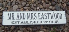 Wedding mr & mrs signs established free standing shabby vintage top table signs