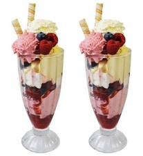 Knickerbocker Glory Glasses Sundae Dessert Pack of 2 Milkshake Ice Cream Soda