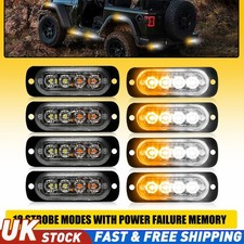 8X 4 LED Strobe Light Bar Car Truck Flashing Warning Hazard Beacon Amber White