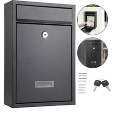 POST BOX LARGE LETTER MAIL BOX STEEL LOCKABLE OUTDOOR WALL MOUNTED WITH + 2 KEYS