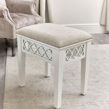 White Mirrored Stool seating bench poffee dressing table stool