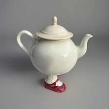 Vintage Unmarked Carlton Ware? Walking Ware Teapot - Red  Shoes & Striped Socks 