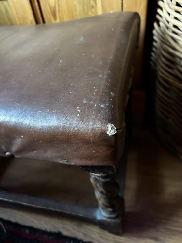 Vintage leather footstool - leather,