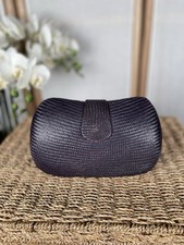LK Bennett dark brown woven straw clutch bag