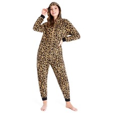 CityComfort Women's All In One Pyjama for Ladies -Brown Leopard