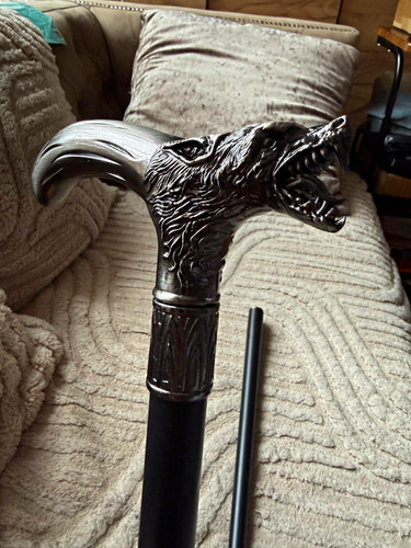 Black silver metal walking - &,