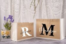 Personalised Jute Bag Initial Letter and Name Burlap Bag Monogrammed Tote Bag