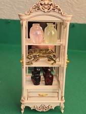doll house white vintage French style display cabinet all item included  1.12th