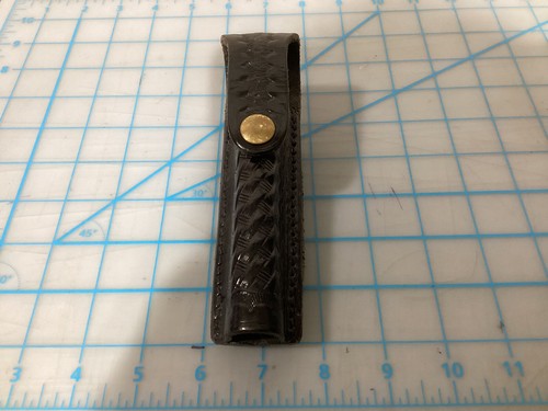 Black leather extendable baton - leather,