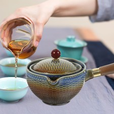  Ceramic Teapot Porcelain Tea Maker Teapot with Side Handle 360 Degree Rotation
