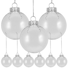Mouth Blown Transparent Christmas Baubles Set of Holiday Celebrations