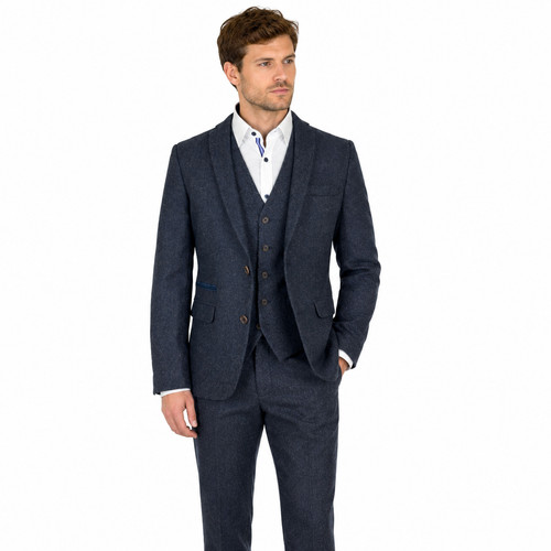 Navy donegal tweed - suit, 3