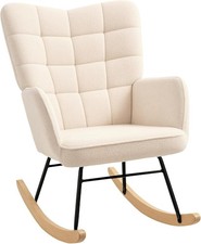 Wingback Rocking Chair – Nursing Glider, Modern Upholstered Berber Fleece-Beige