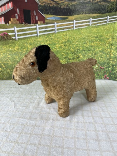 Antique terrier dog - terrier, straw