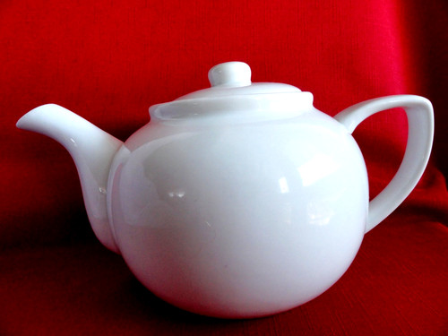 Vintage white porcelain teapot - white,