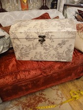 Vintage Toile Storage Trunk 48cm Longx 30cm Deep Good Condition