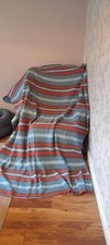 Vintage Striped Wool Blend Mid Century  Blanket, Retro Pattern, Winter Warmth...