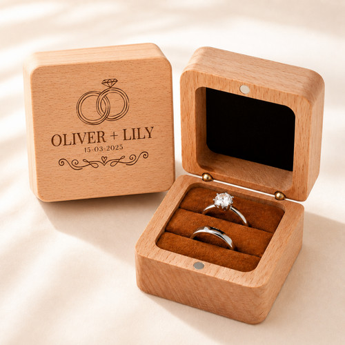 Personalised wooden ring box - wooden,