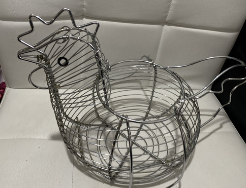 Metal hen egg - hen, basket