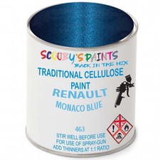 Cellulose Paint For Renault Monaco Blue 463 Traditional Spray Tin Touch Up Gloss