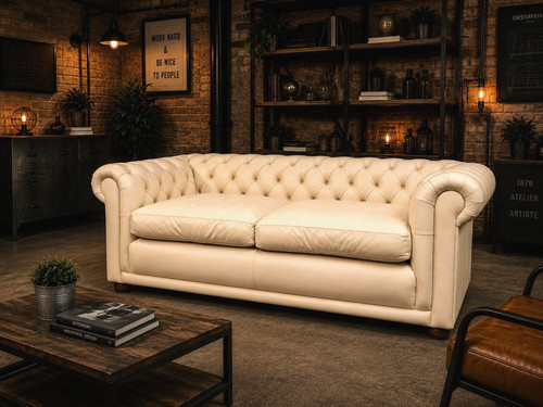 Chesterfield seat sofa cream - 2,
