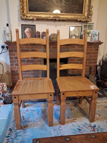 Pair pine dining chairs - pair,
