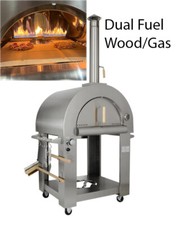 Large Freestanding Stainless Steel Gas/Wood Fired 4 Pizza Oven - With Tools