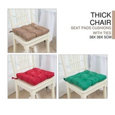 Thick Chair Seat Pads Cushions with Ties 38x38cm Foam Filled Kitchen Dining Home