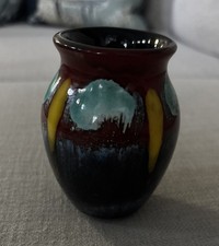 Vintage Poole Pottery Living Glaze Volcano Vase High Gloss Stamped Signed 4” H