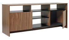  Turin 2 Door TV Unit - Black & Walnut Effect | Modern Stylish TV Stand