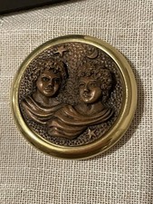 Vintage Brass & Hard Resin GEMINI Paperweight by Stuart Houghton celestial decor