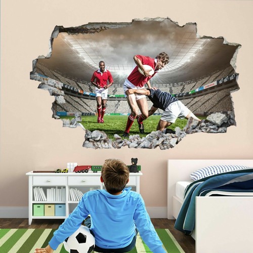 Rugby stadium players wall - rugby, 3d