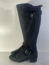 Aldo Ladies Boots Size 4(37) Used Black Leather Side Zip Up Knee High Boots -E61