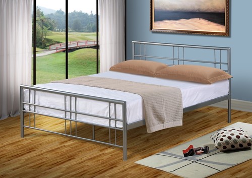 Metal bed frame silver - metal, in