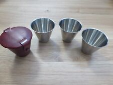 Vintage Ria Denmark Set Of 4 Stainless Steel Stirrup Cups In Leather Case