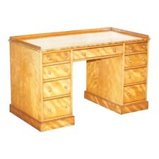 ANTIQUE VICTORIAN FULLY STAMPED MORRIS & CO CIRCA 1880 SATINWOOD PEDESTAL DESK